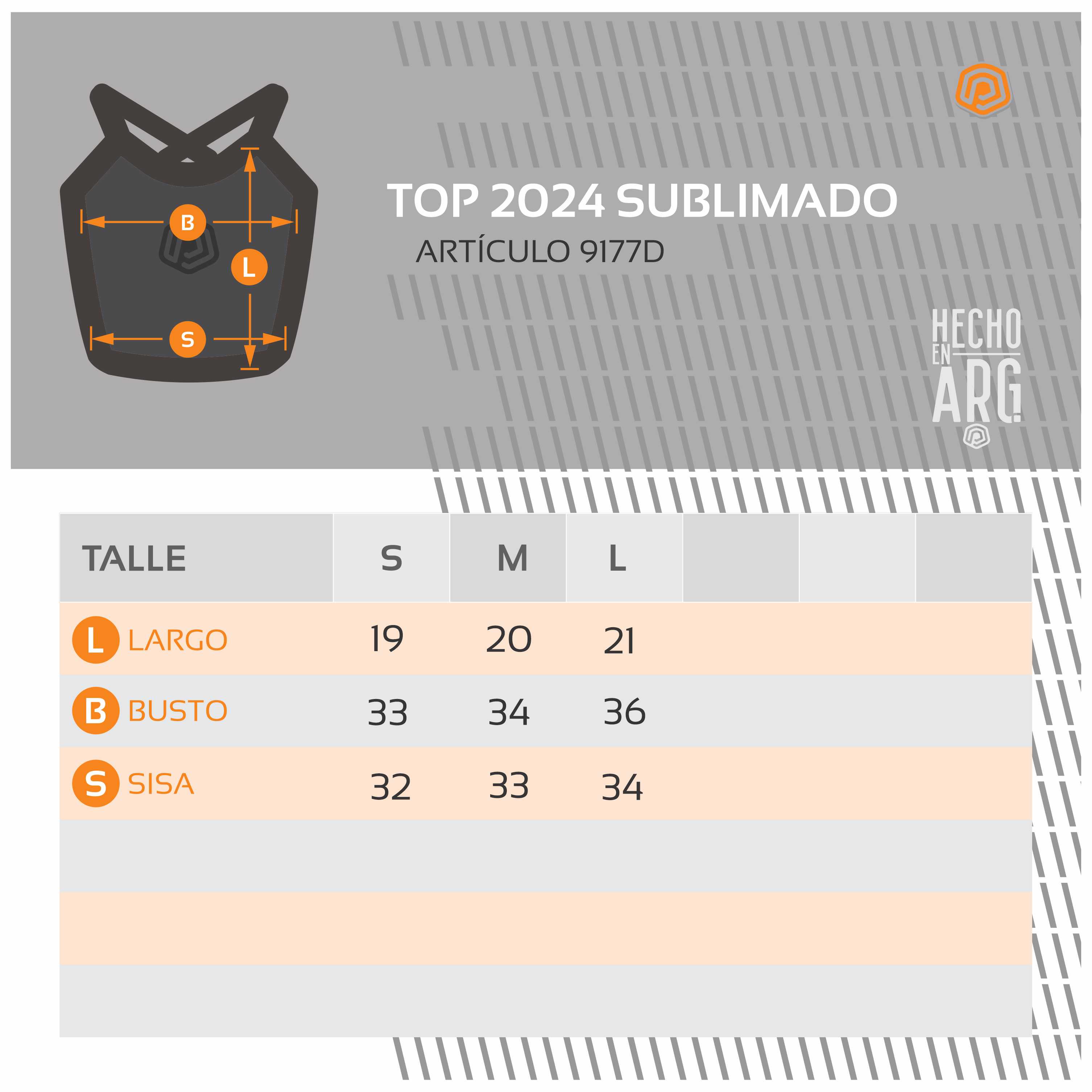 TABLA DE TALLES TOP SUBLIMADO 2024